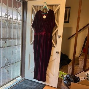 Plus size Lindy Bop Burgundy Velvet Jumpsuit